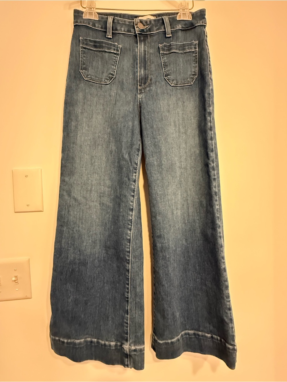PAIGE Wide Leg Flare Jeans in Medium Blue Wash